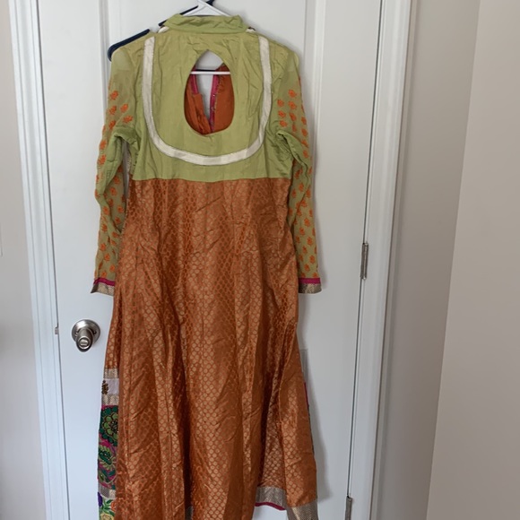 A green and orange anarkali with duptta and salwar - Picture 2 of 6